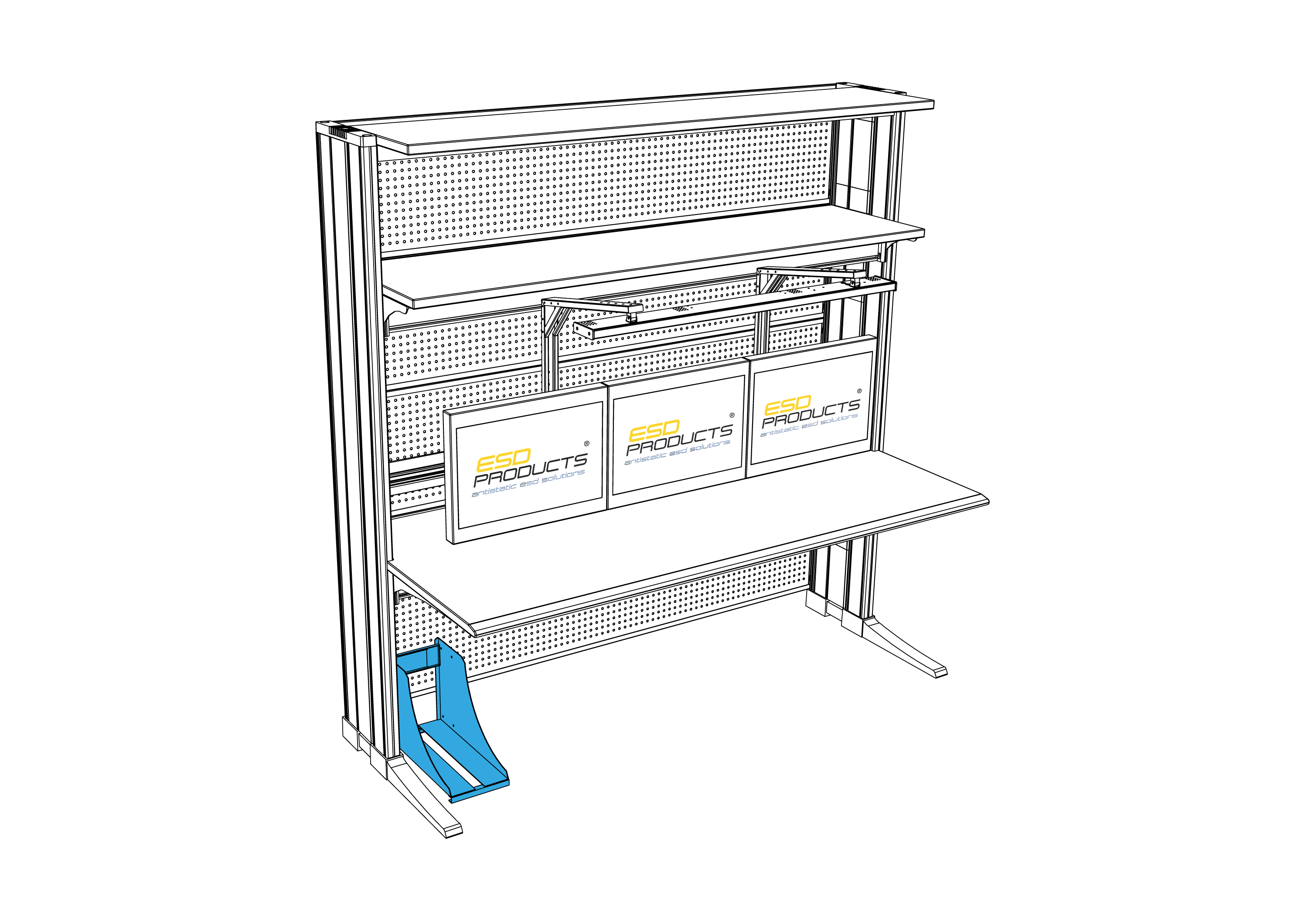 AES ESD PC Holder Sideway for ESD Workstations AES Oscar 3-level 04.208.078.1 Elicon p.29 1